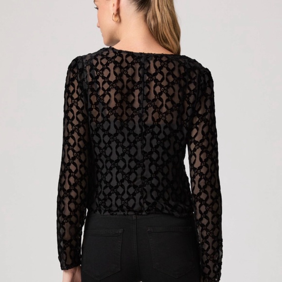 PAIGE Amaya Black Sheer Silk Blend Blouse - Picture 8 of 14